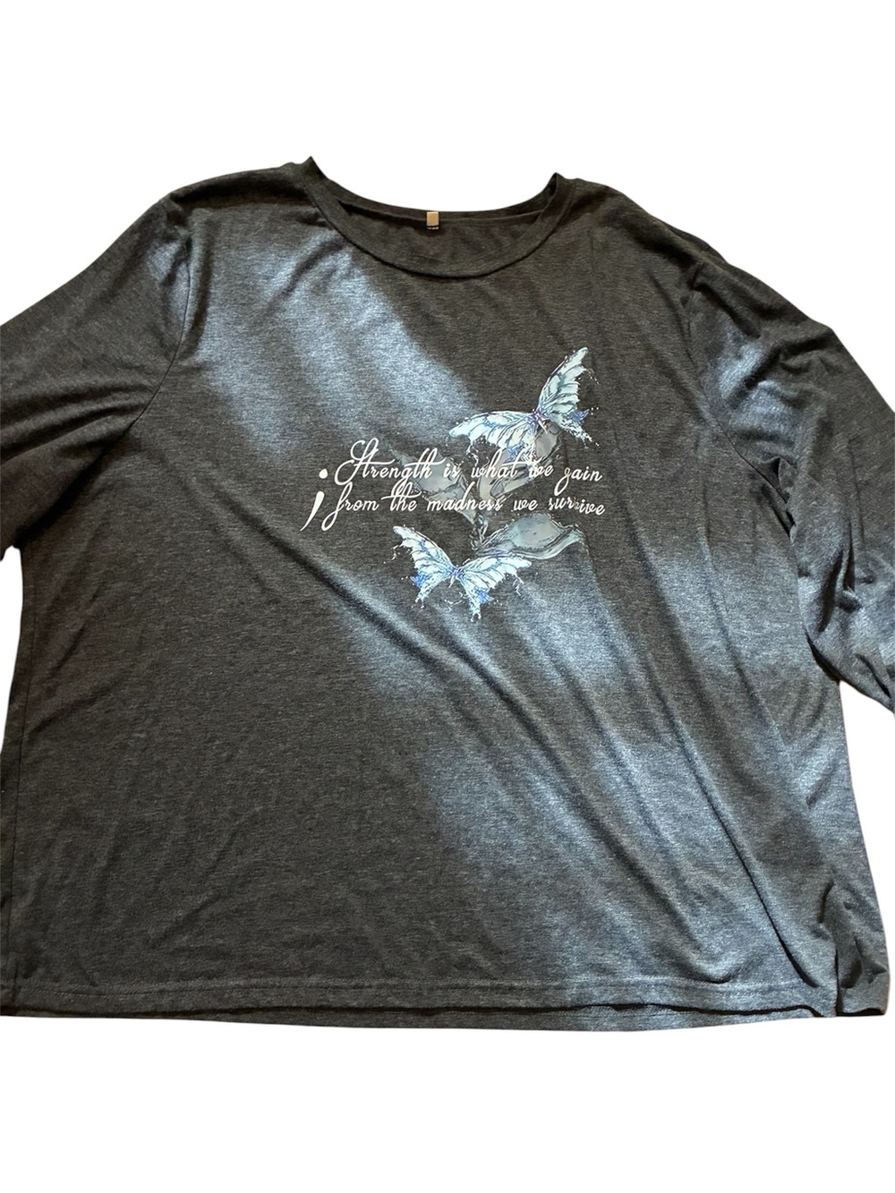 Women gray casual long sleeves t shirt size 5XL
